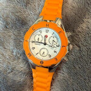 ✨ Michele Tahitian Jelly Bean Chronograph – Orange Silicone Strap ✨